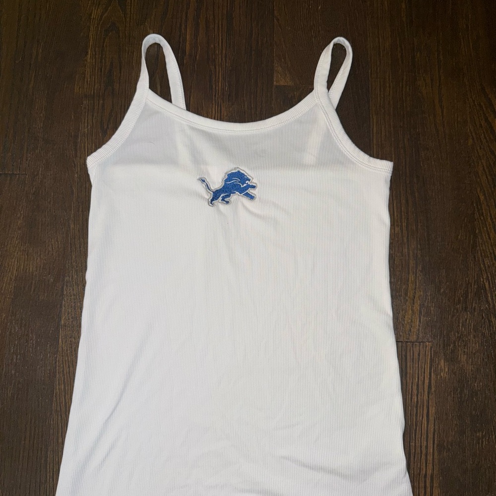 White Tank Top with Blue Lion Logo